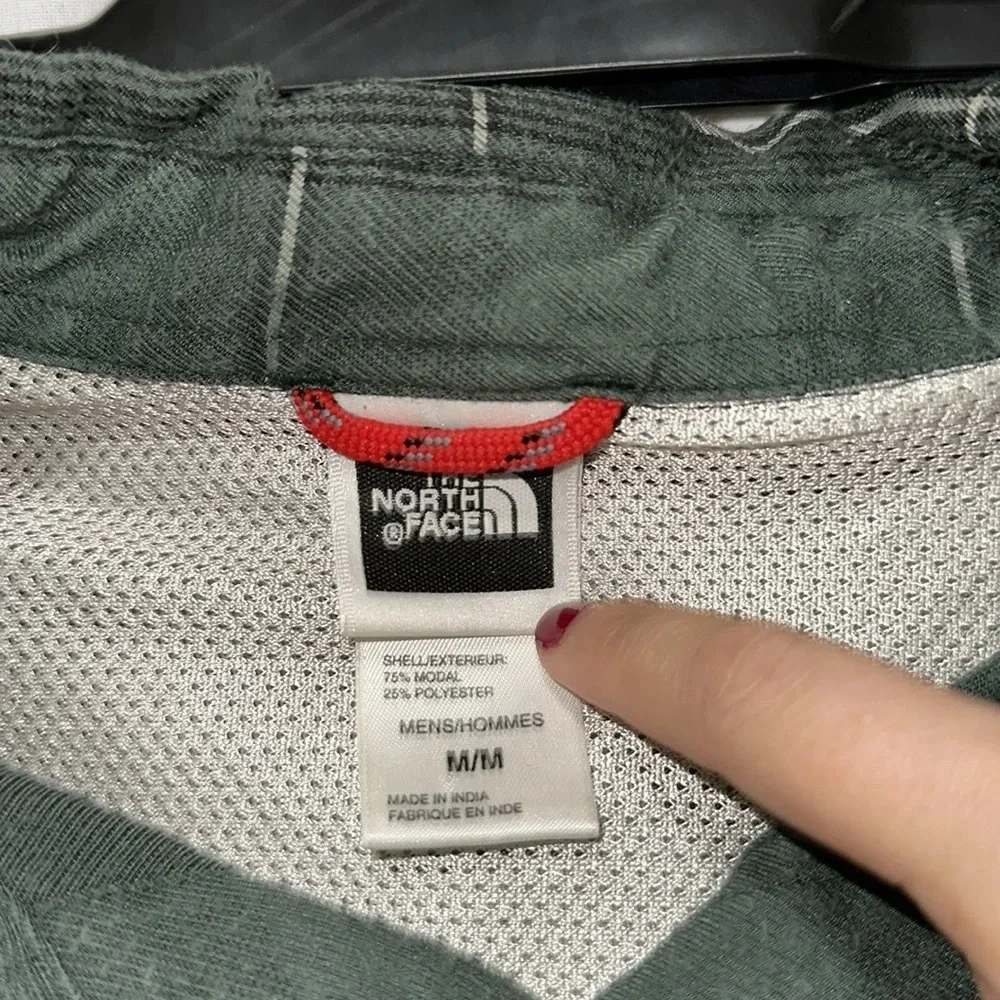 The North Face green plaid